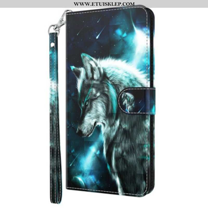 Etui Folio do Oppo A54 5G / A74 5G z Łańcuch Smycz Wilk